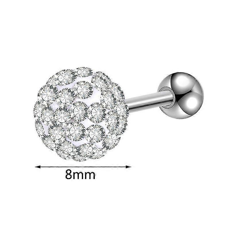 1 paire de boucles d’oreilles en boule de cristal chirurgical en acier bouchons d’oreilles piercings bijoux corporels clous d’oreille