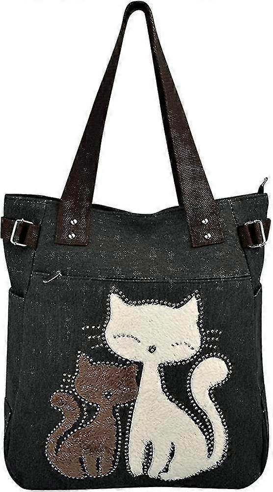 Women Shoulder Bag Canvas Bag Cute Cat Bag Ladies Schopper Ideal Gift Compatible With Ladies