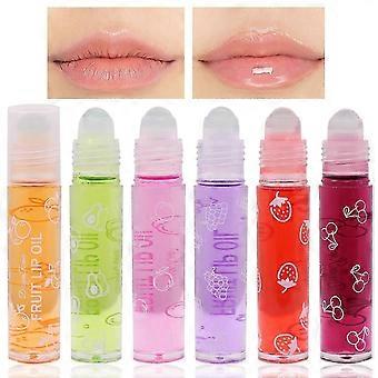 Sæt med 6 Glitter Lip Gloss Roll On Colourless Lip Gloss Transparent Lip Shiner Roll-On Lip Gloss Set Fruity Moisturising Lip Oil Sheer Glossy Liquid L