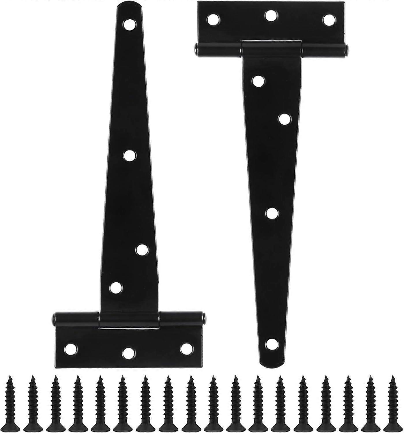 2 Pack T Hinges, Black Outdoor Tee Hinges for Barn Doors and Gates