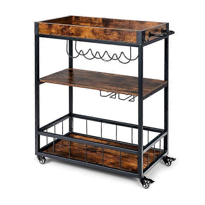 Mobile Bar Cart on Wheels Kitchen Island Cart