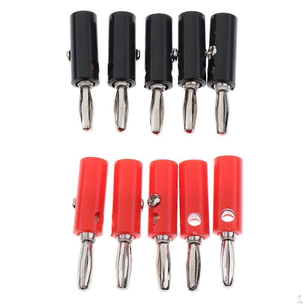 10 pieces Practical Plastic Silver Plated Connector Speaker Plug 4mm