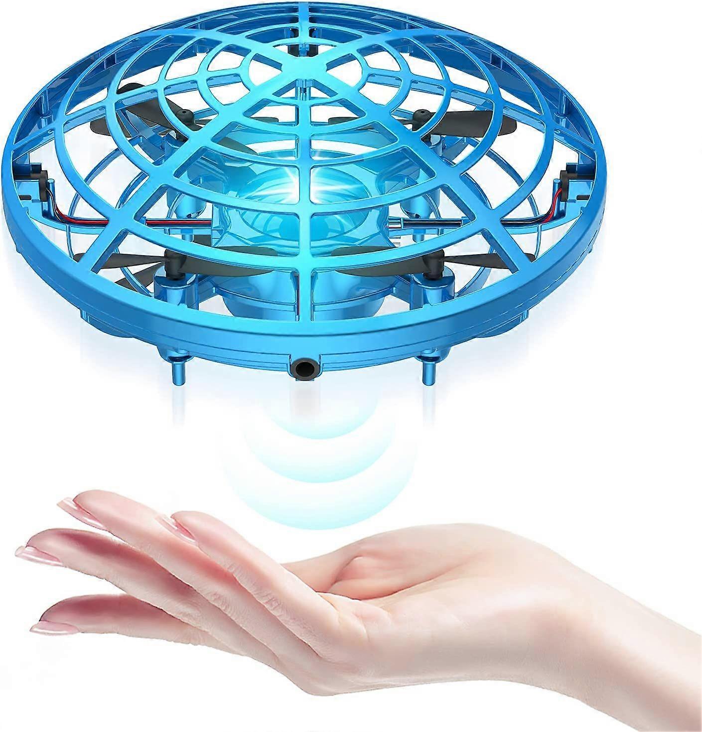 UFO mini drone children's drone hand control, interactive infrared sensor helicopter flying ball, 360 rotation and flashing LED lights outdoor flying
