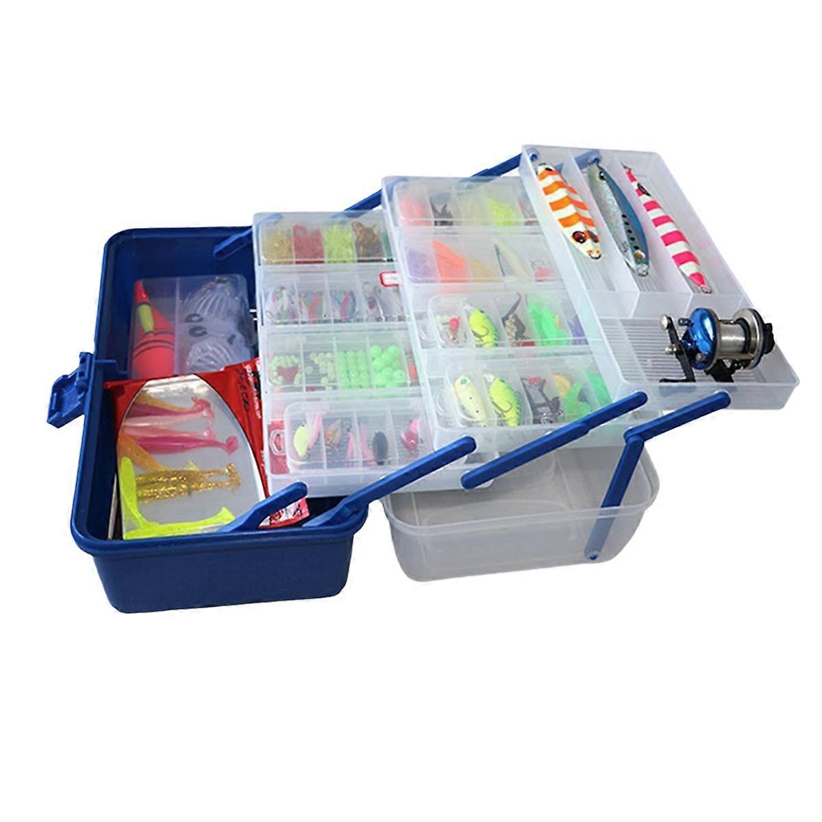 Transparent Plastic Lure Fishing Box 3+1 Layer Folding Bait Storage Box Fishing Tackle Box