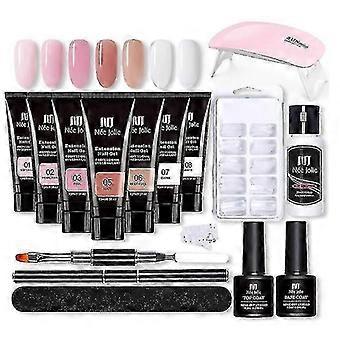 Kit de Gel para Mejorar las Uñas - 7 Colores Gel de Extensión Rosa Nude con Lámpara de Uñas