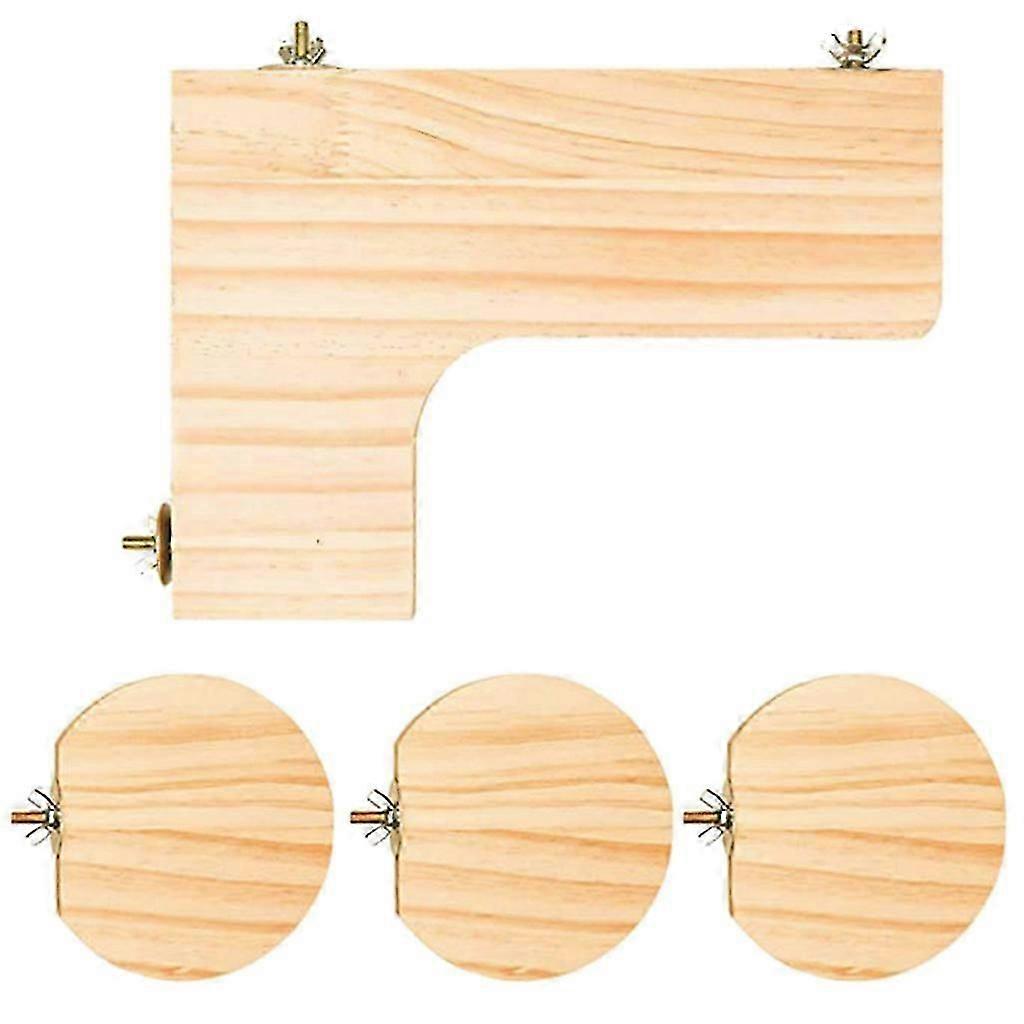4 Pack Natural Wood Hamster Stand Platform Smooth Surface Fun Playground