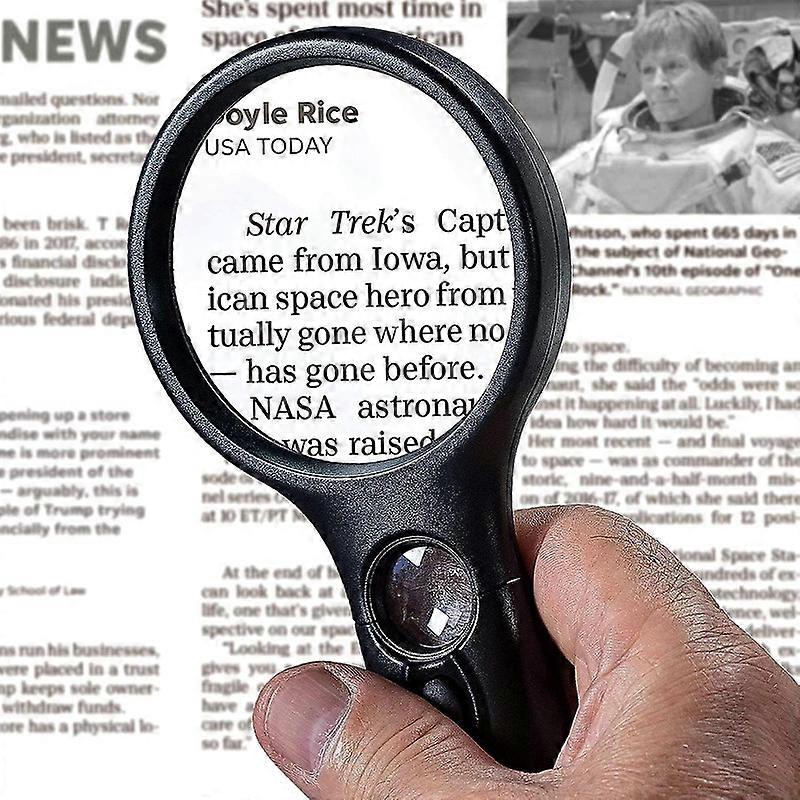 Heavy-duty Magnifying Glass With Light | 3x & 45x Magnification | Scratch-proof Lens | Handheld | Lightweight | For Seniors With Macular Degeneration,