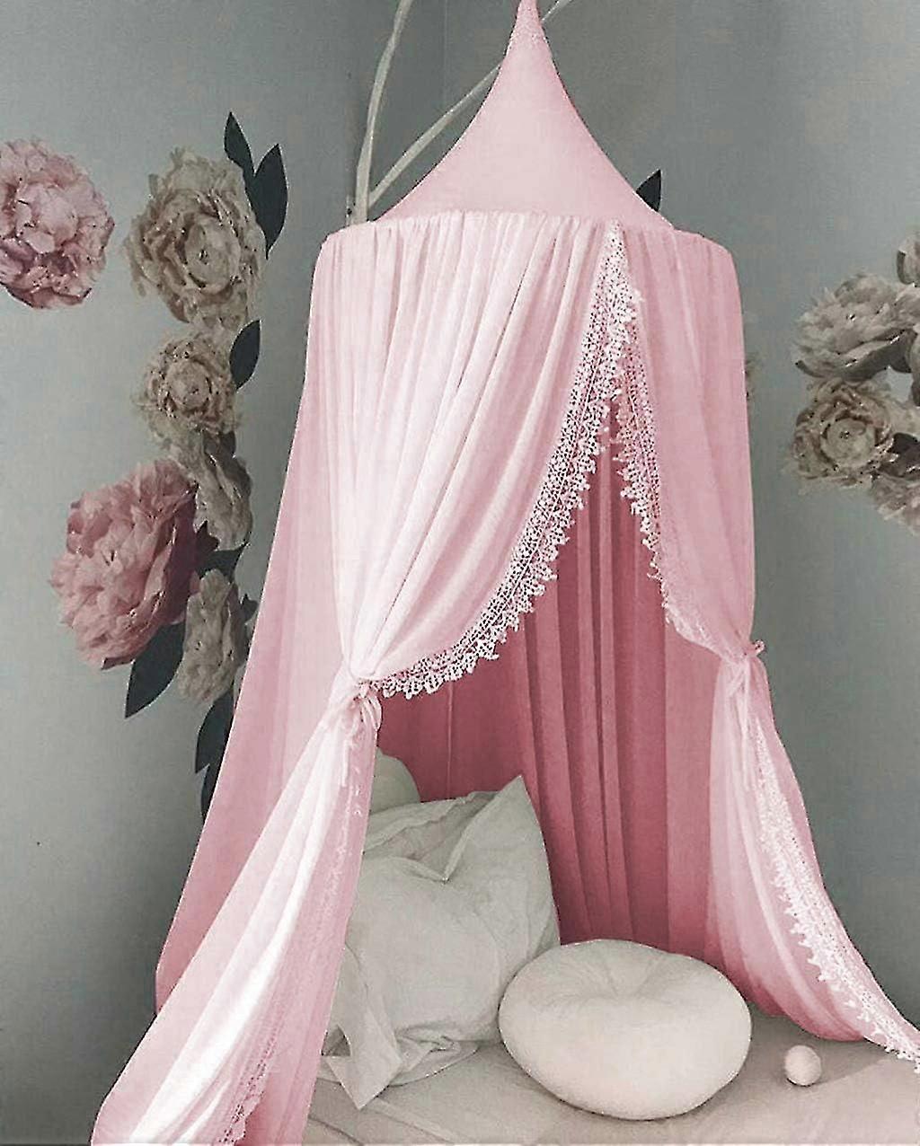 Children Bed Canopy Round Dome,pink
