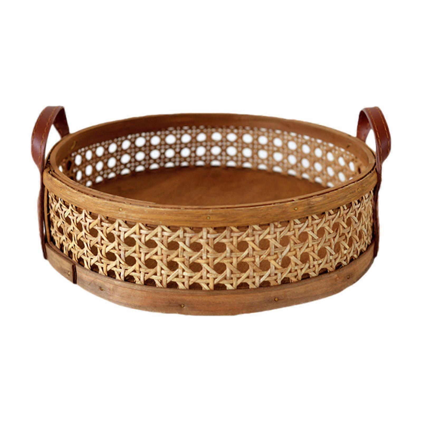 Serving Tray with Handles Tea Fruit Storage Tray Round Multifunctional