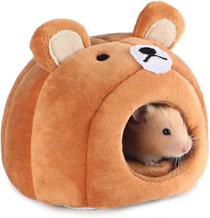 Guinea Pig Cave Bed, Small Animal Washable Cage Accessories Pet Hideout Bed House Anti-Slip for Hamsters,Chinchilla and Hedgehogs (Bear)