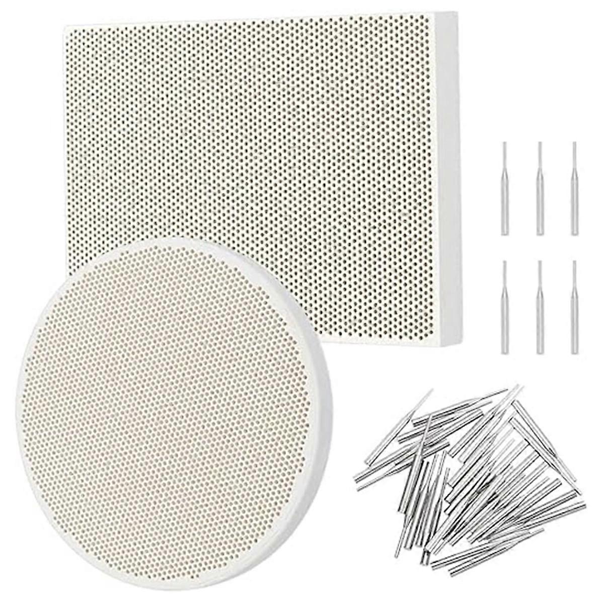 2pcs Honeycomb Ceramic Soldering Boards Rectangle Round Soldering Honeycomb Panel Jewelry Making To