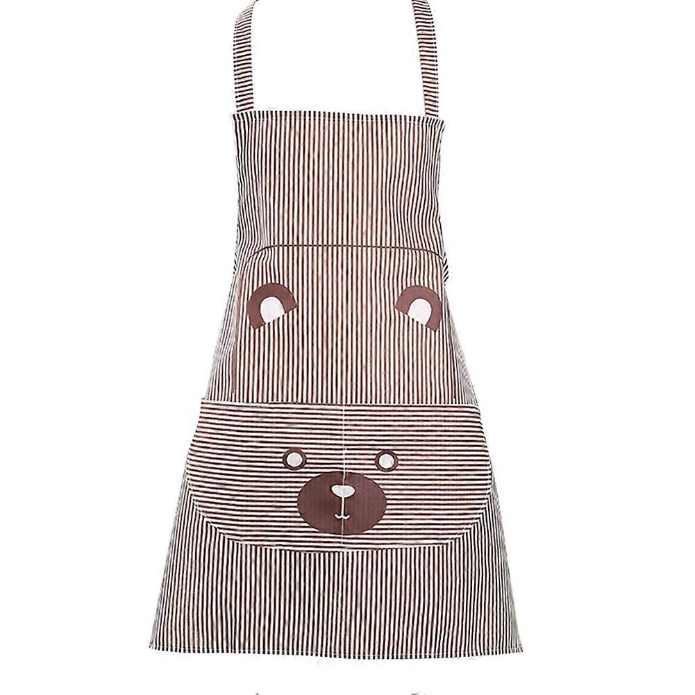 Polyester Cute Cartoon Style Striped Kitchen Cooking Apron with Pocket Polyester Material Striped Design Cartoon Pattern