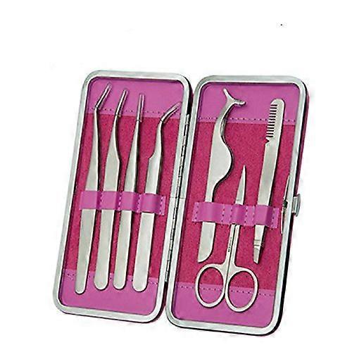 Yimart Professional Eyebrow Tweezers Set 7pcs with Precision Tweezers, Stainless Steel, Ideal for Lash Extensions and Grooming