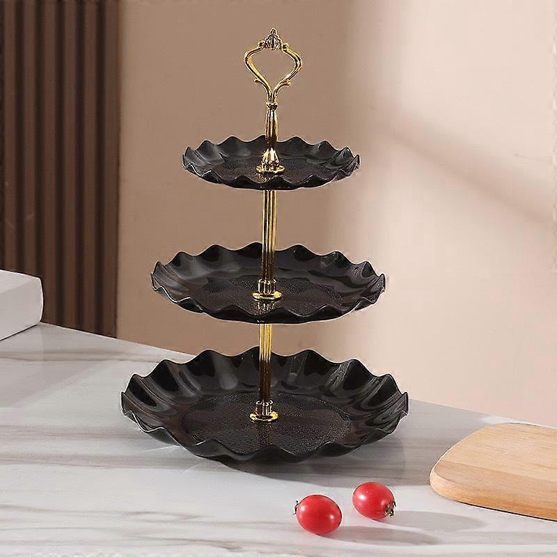 European Style Plastic Multi-layer Fruit Plate Living Room Coffee Table Candy Dish Front Cake Stand Tray Three Dessert Table Ornaments