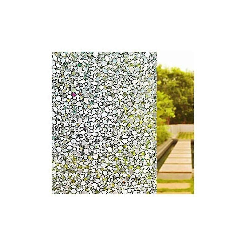 自己接着性セミプライベートウィンドウフィルム-静的なしがみつくウィンドウフィルム、家庭用キッチン用プライバシーフィルム-3D小石-44.5 x 200 cm