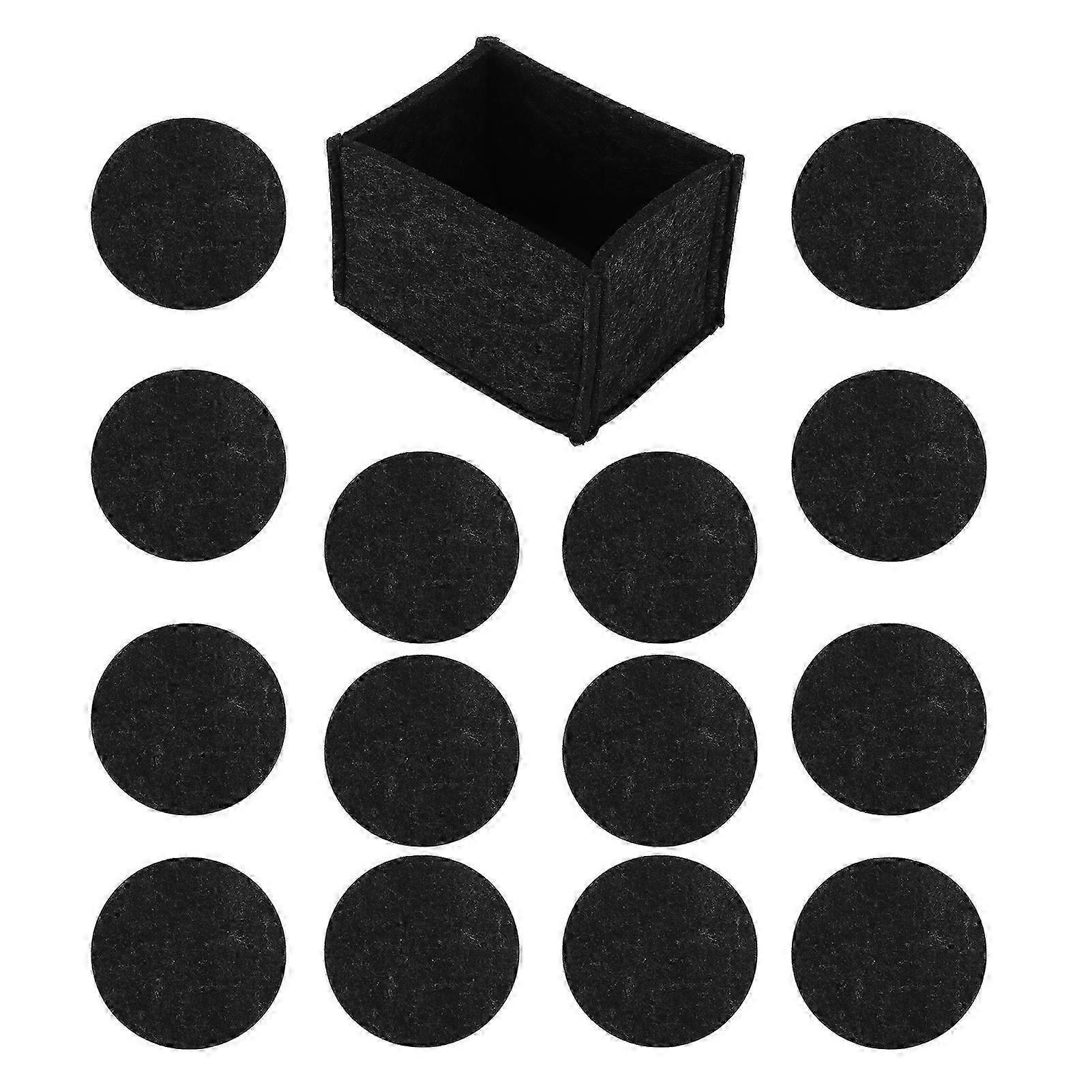 14pcs Felt Absorbent Coasters Round Thick Cup Mats for Kitchen Table with Storage Holder