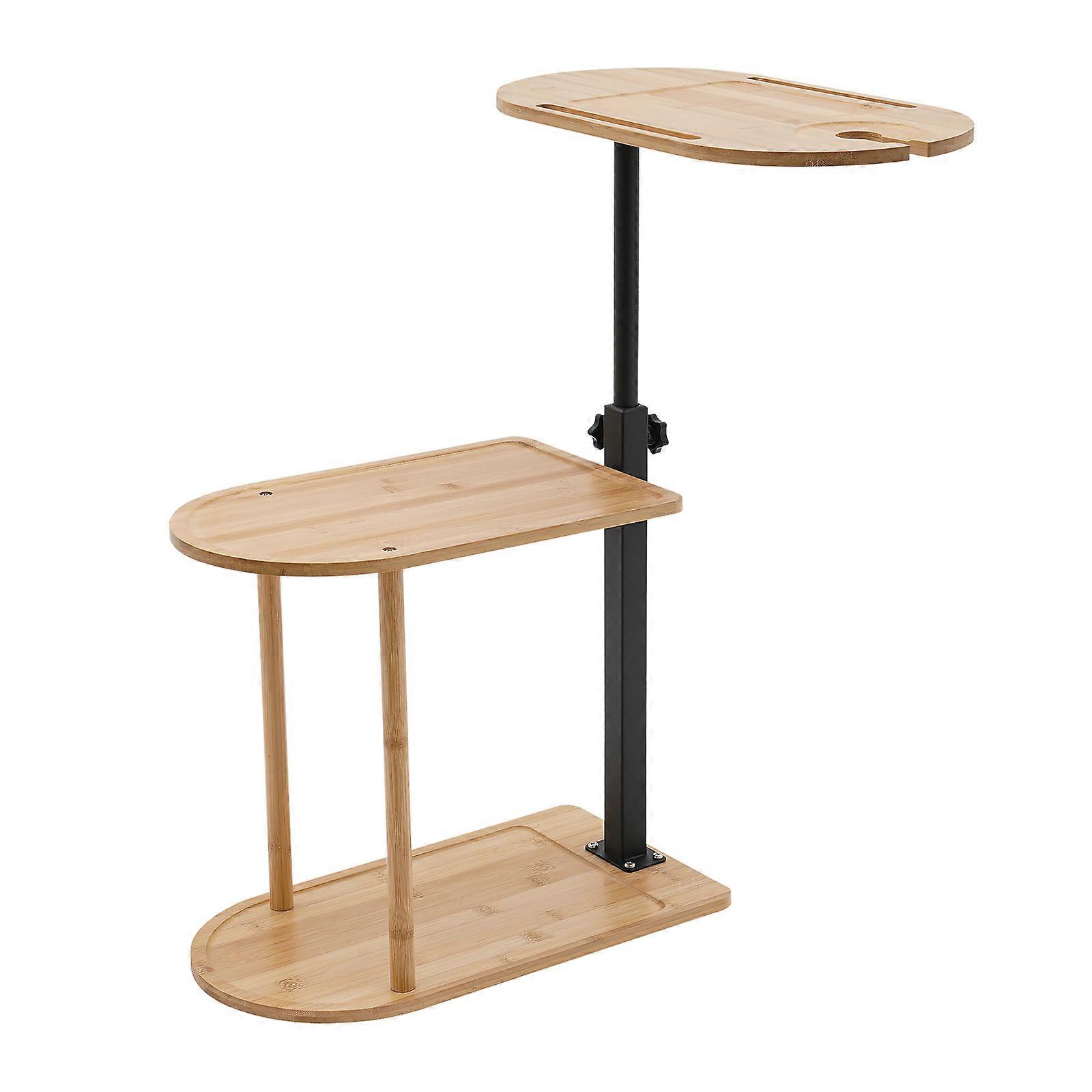 3-Tier Waterproof Rotatable Adjustable Bath Tray Table Freestanding Bamboo Side Table