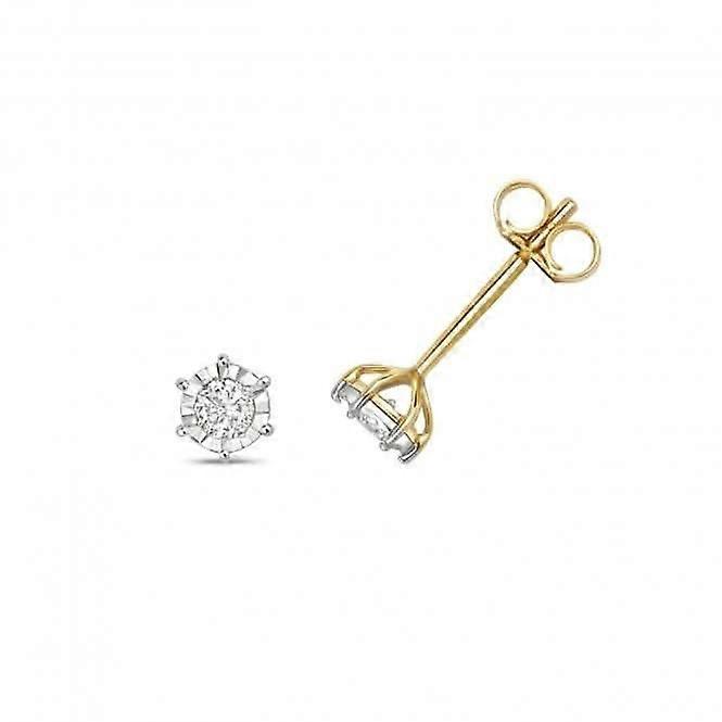 Diamond Jewellery 9ct Gold Diamond Illusion Plate Studs ED165