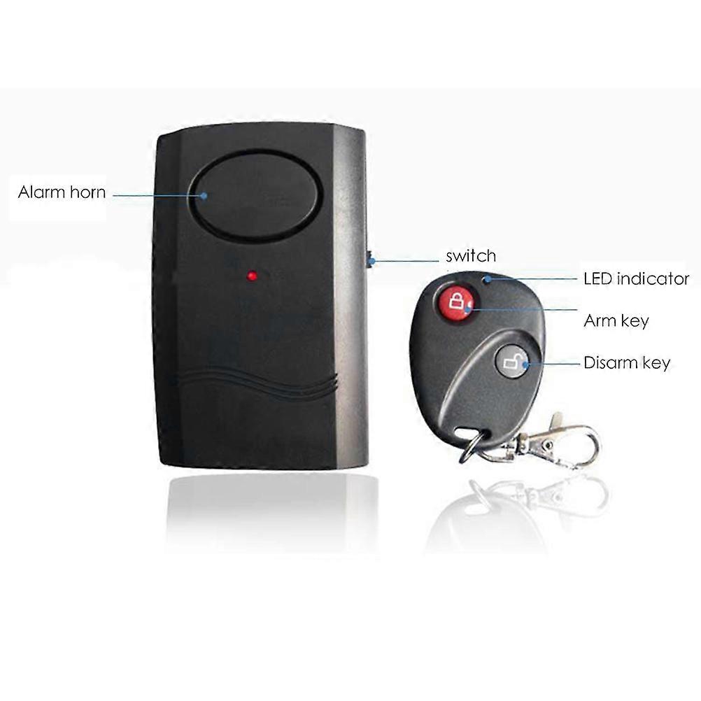120dB Wireless Vibration Alarm, Remote Control, 100x53x28mm