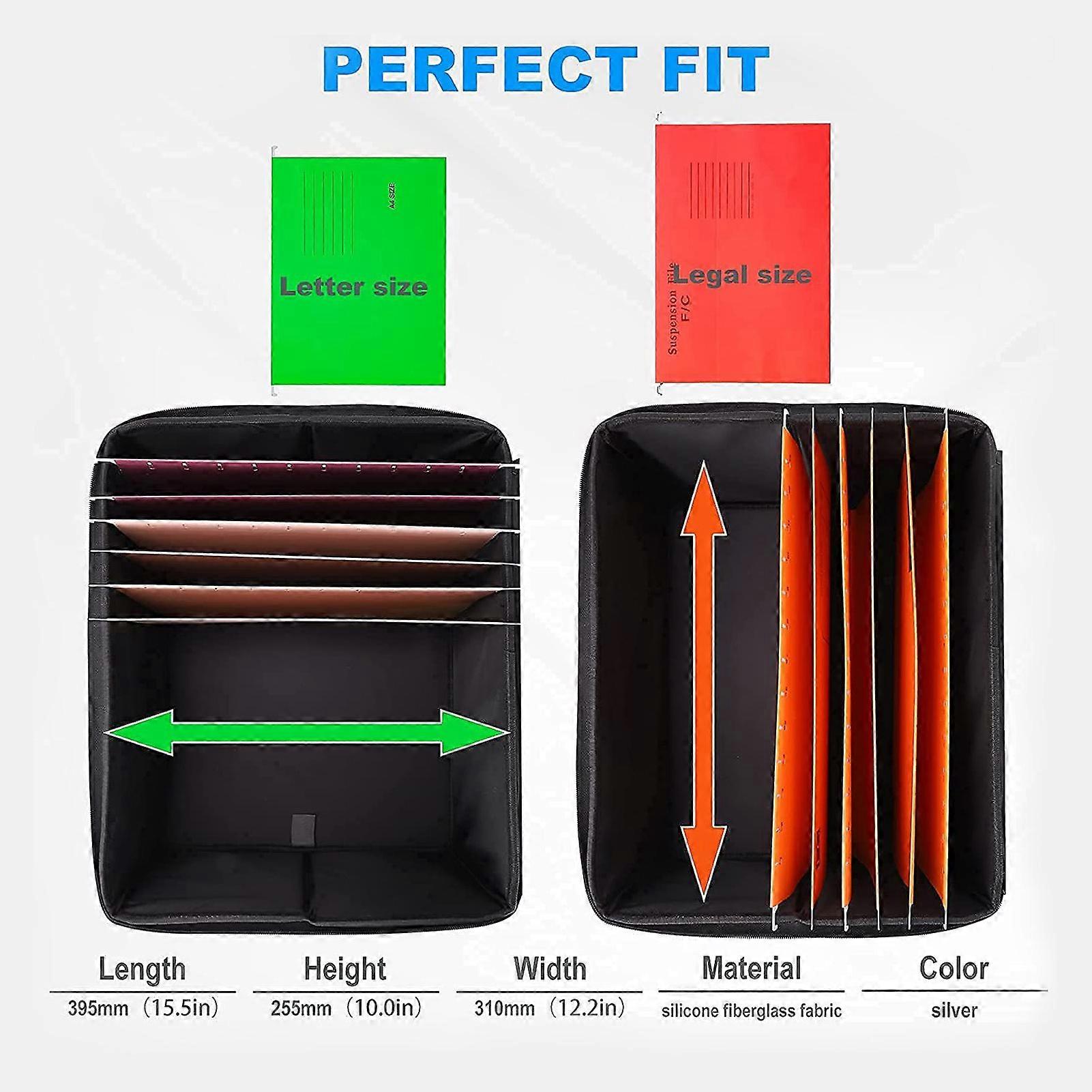 Fireproof Document Bag Fireproof Waterproof Storage Box with Lock Suitable for Hanging Letter/Legal Folder Magazine Files Book Portable Home Office C