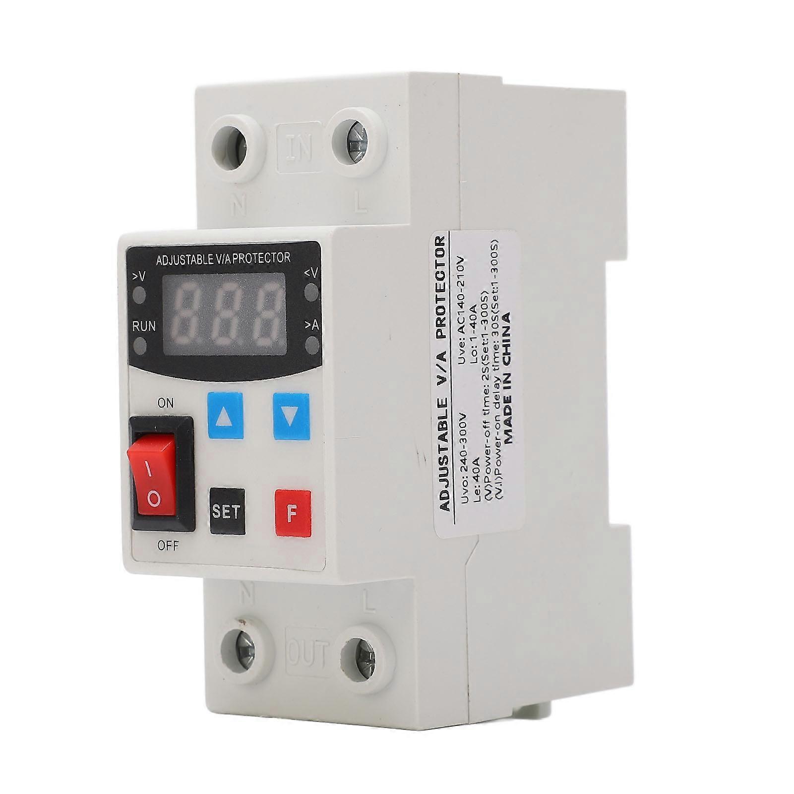 Over Under Voltage Protective Device Adjustable Auto Reset Protector 240V‑300V 40A