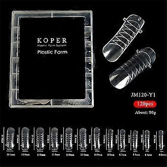 120pcs / box Dual Forms Tips Quick Building Gel Mold Nail System Full Cover Tips Nagelverlängerungsformen für Maniküre-Werkzeuge Hohe Qualität Dxldv