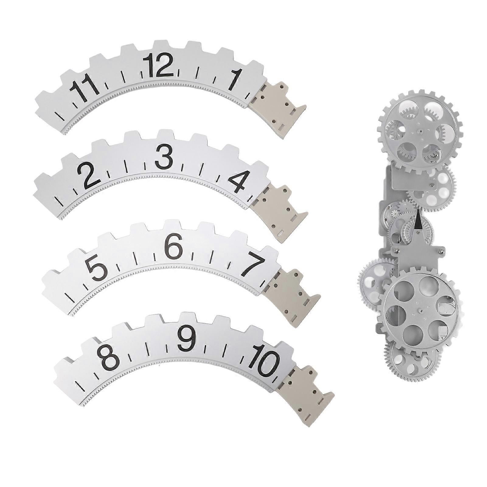 3D Moving Gear Clock Retro Large Hanging Gear Clock Rotary Mechanical Hour Wheel Wall Art Decorative Clock Silver