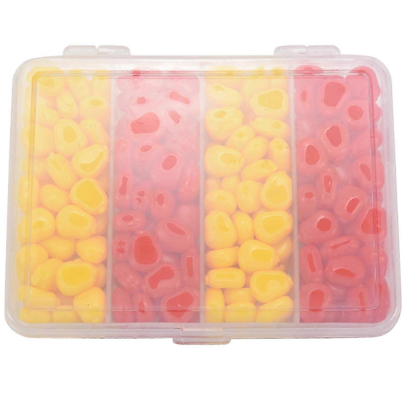 200pcs/Lot Soft Carp Bait Fishing Lure Set Floating Corn Flavor Artificial Bait Yellow Red with Pla