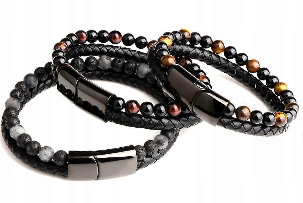 Feng Shui Obsidian Bracelet, Braided Leather