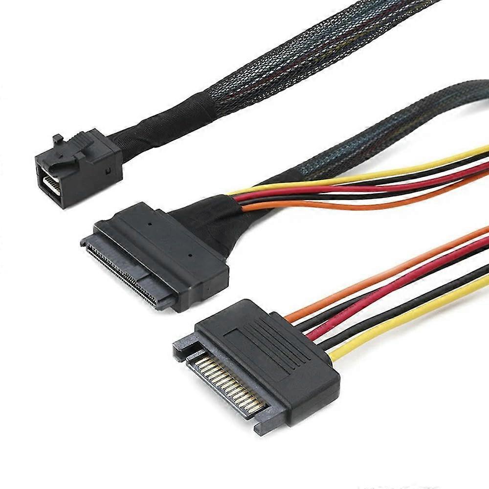 Mini SAS SFF-8643 to SFF-8639 Data Cable Nylon Braided 15P SATA Power Supply for Large Server Switch 6924023130275