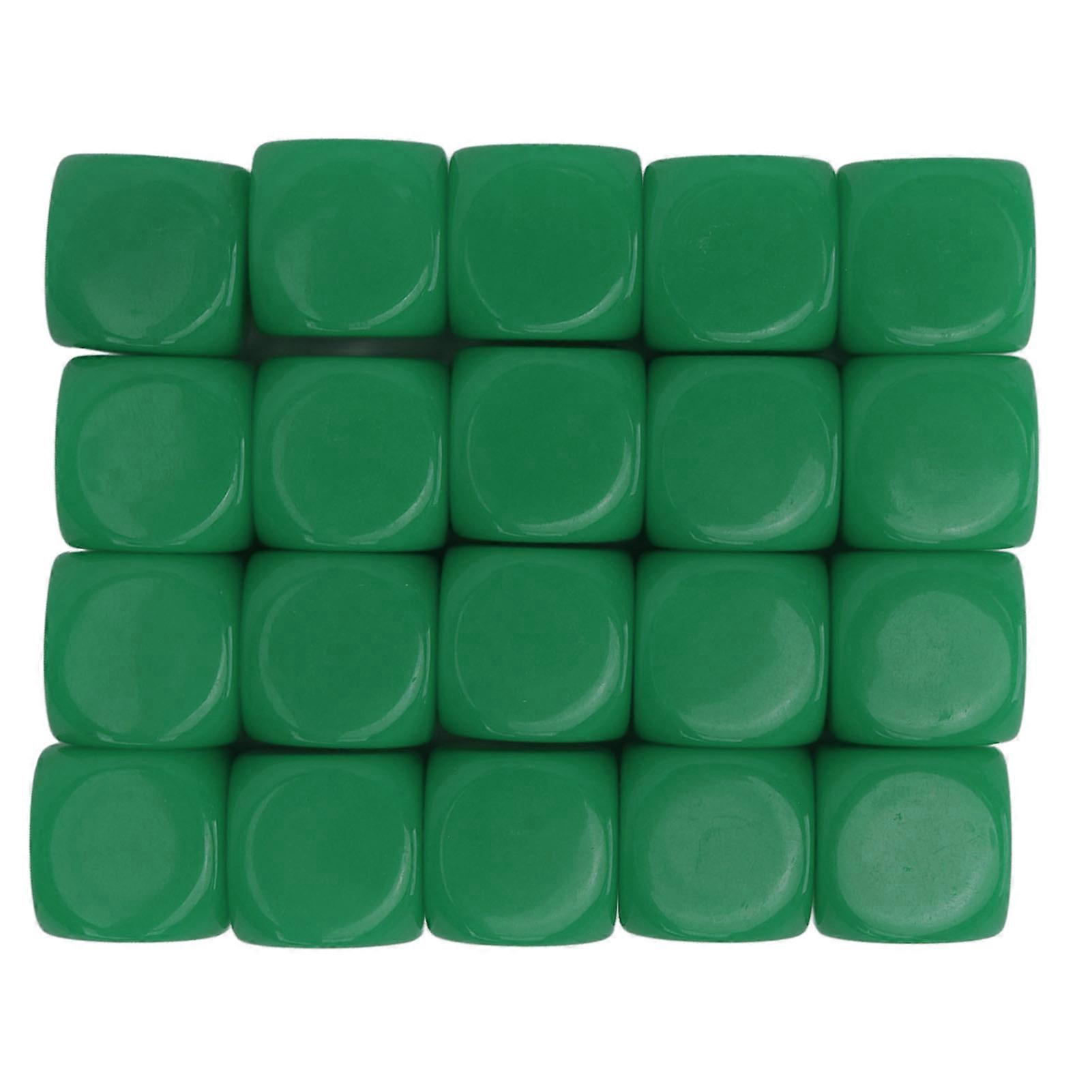 20pcs Dice Round Corner Blank Plastic 16mm Teaching Toys Dice for Board Games Party Green