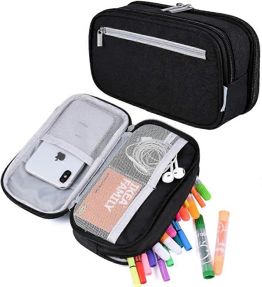 Large capacity pencil case, black