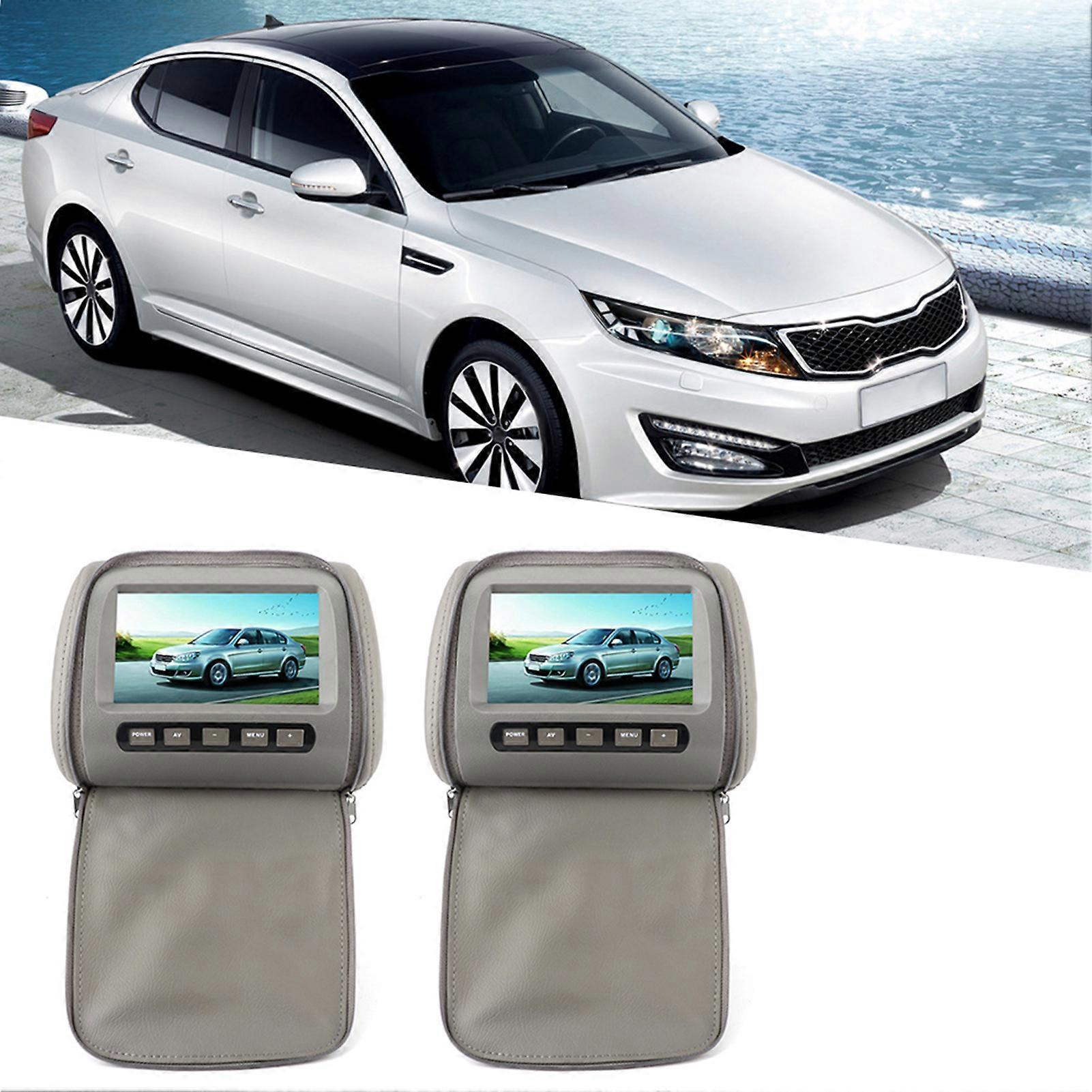2 Pack 7 Inch HD LCD Car Headrest Monitor with Zipper and Remote Control, Gray