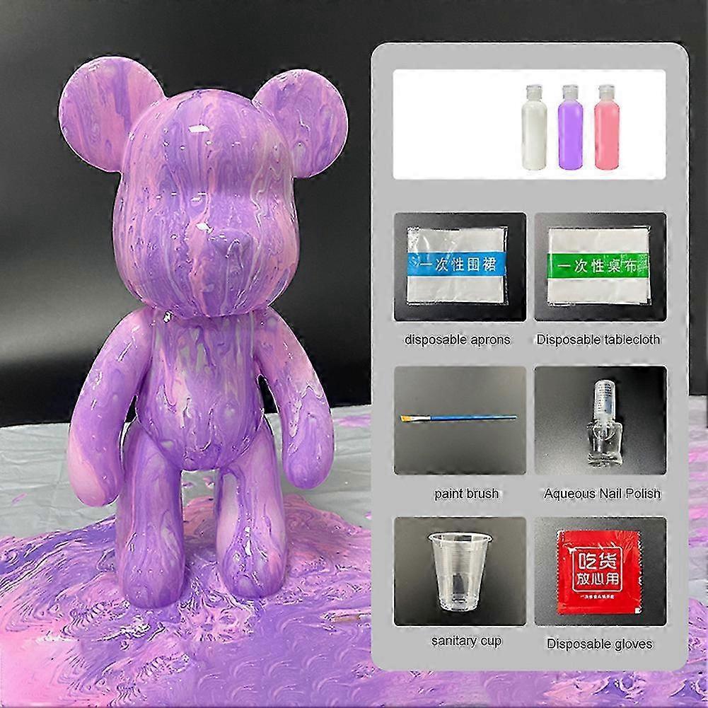 DIY Maleri Bamse Voldelig Bear Fluid Maleri Creative Home Decor