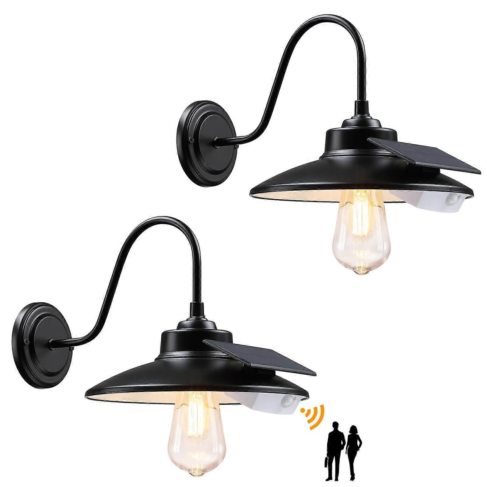 Solar Barn Light with 3 Lighting Modes and Motion Outdoor Sensor, Solar Gooseneck Wall Light, 2 - Packs