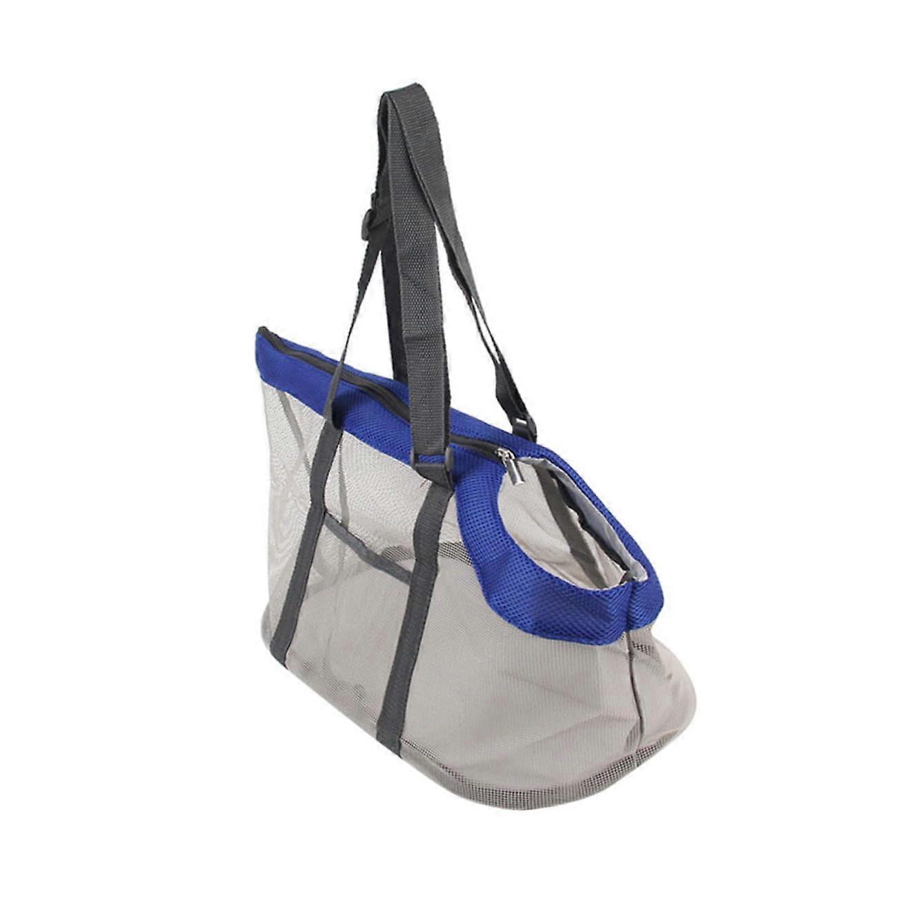 12lb Capacity Mesh Pet Travel Bag Carrier Tote for Birds Dogs Cats - Large Outdoor Pet Handbag Purse in Blue