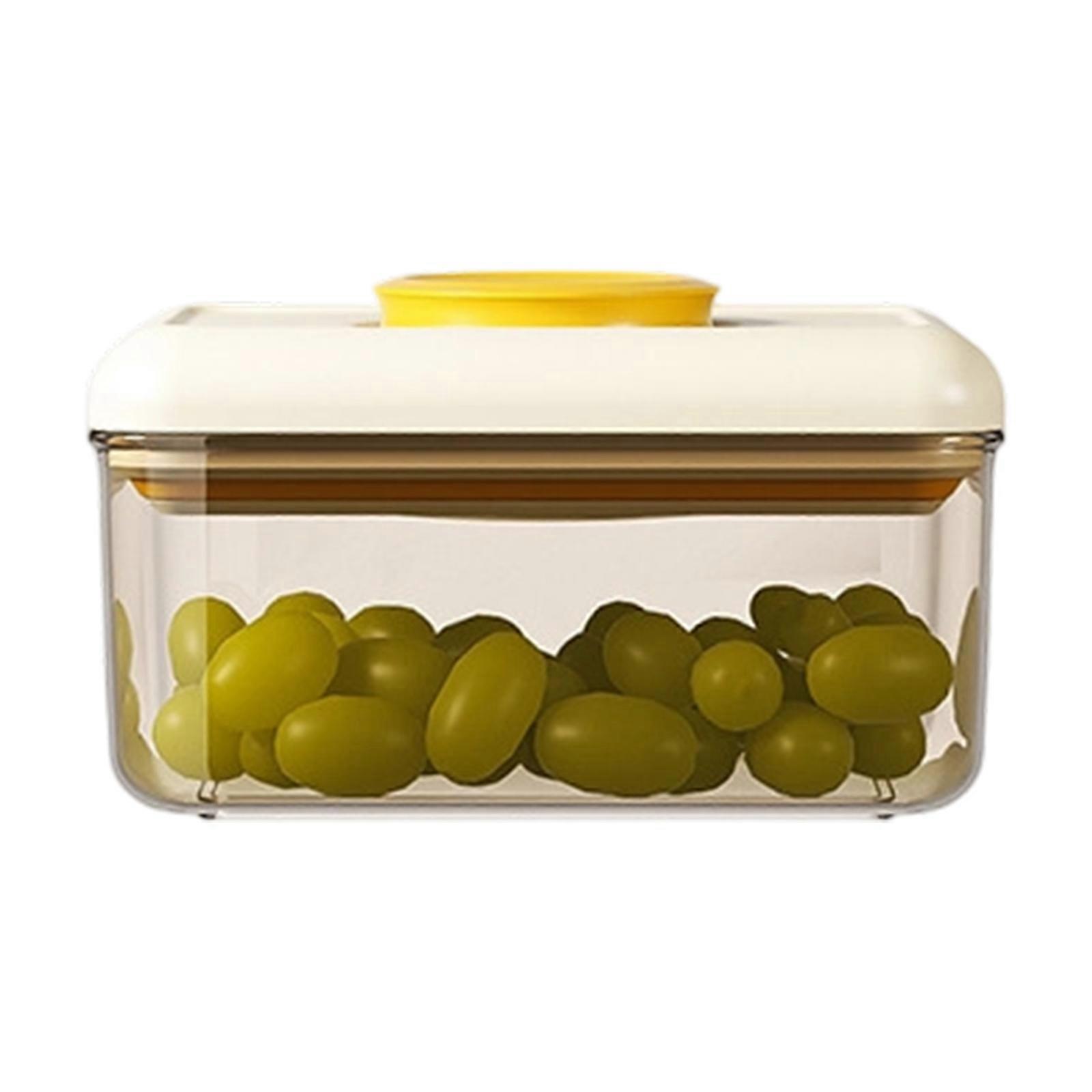 Press Close Vacuum Sealed Kitchen Storage Container Stackable Leakproof Designs Sturdy Plastic for Fridge Travel  Yellow