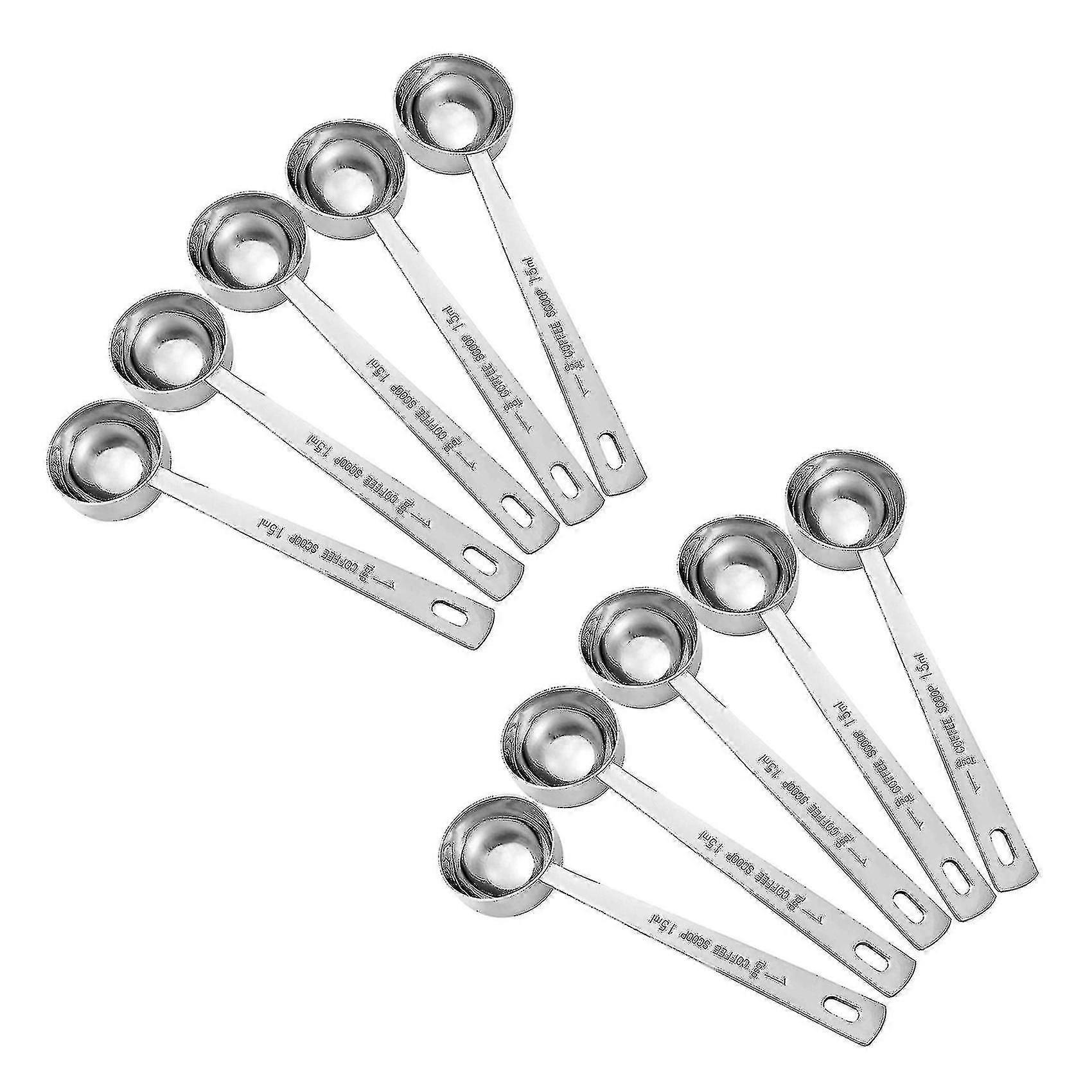 Measuring Scoop 1 Long Handle Stainless Steel Compatible With Coffee, Set Of 5