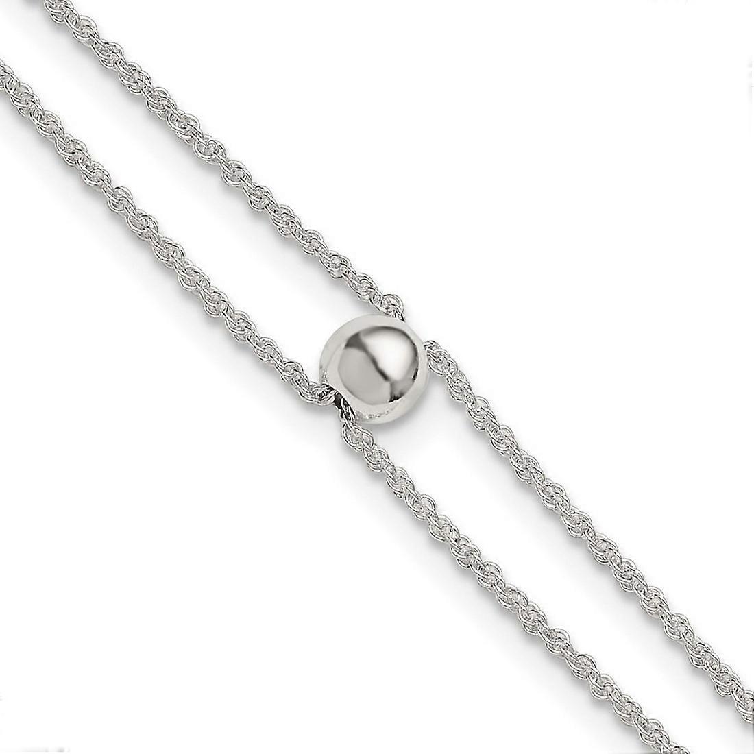 1.4mm 925 Sterling Silver Polished 2 Strand Bead Plus 1in Extension Anklet 9 Inch-Anklet for Women