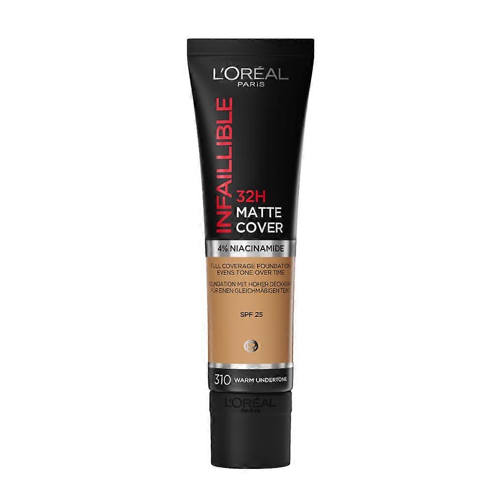 3 x L'Oréal Infallible 32HR Matte Cover Foundation 30ml - 310 Warmer Unterton