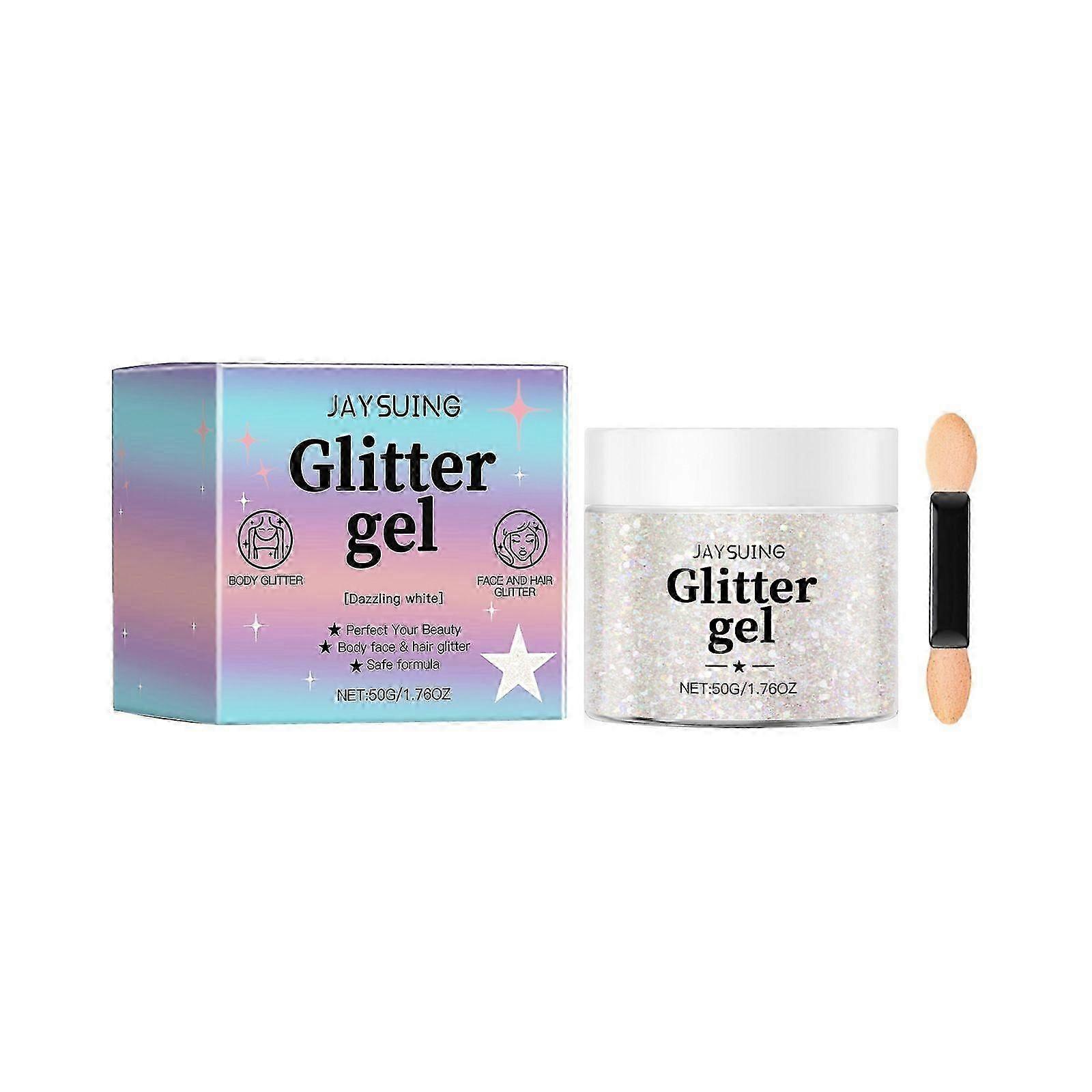 Jaysuing Dazzling White Flashing Sequins Gel Dance Floor Party Natural Three-Dimensional Highlight Sequin Makeup Supplies