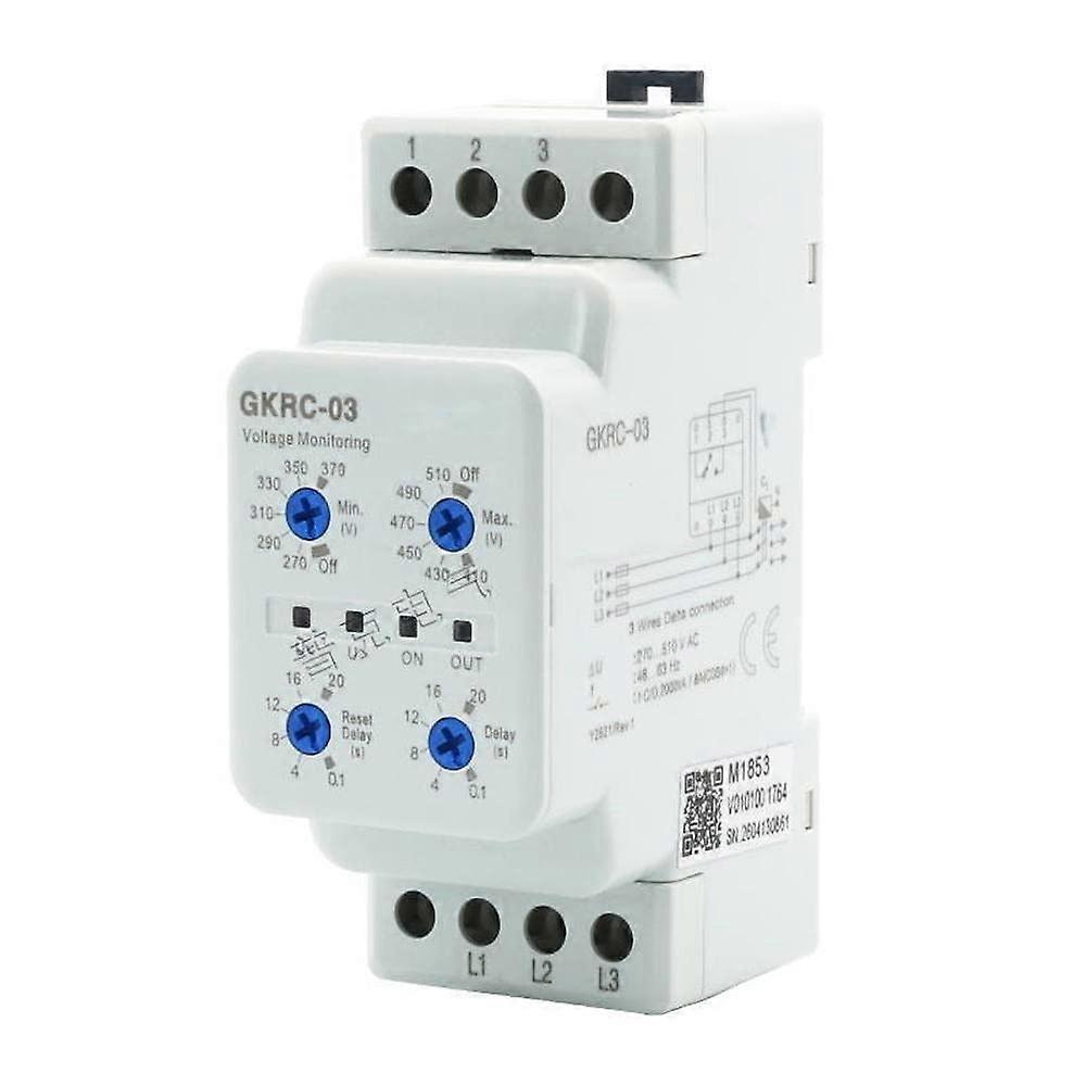 3 Phases Overvoltage Undervoltage Protector Relay, Din Rail Mounted, 3P, 3 Wire, Adjustable Time Delay Setting