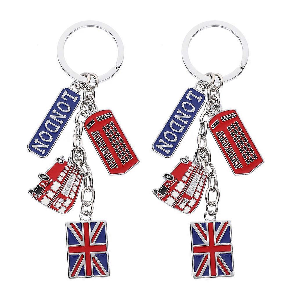 British Flag Keychains 2 Souvenir Key Rings for Travel, Car Keys & Handbags London Themed Accessories for Souvenir Lovers