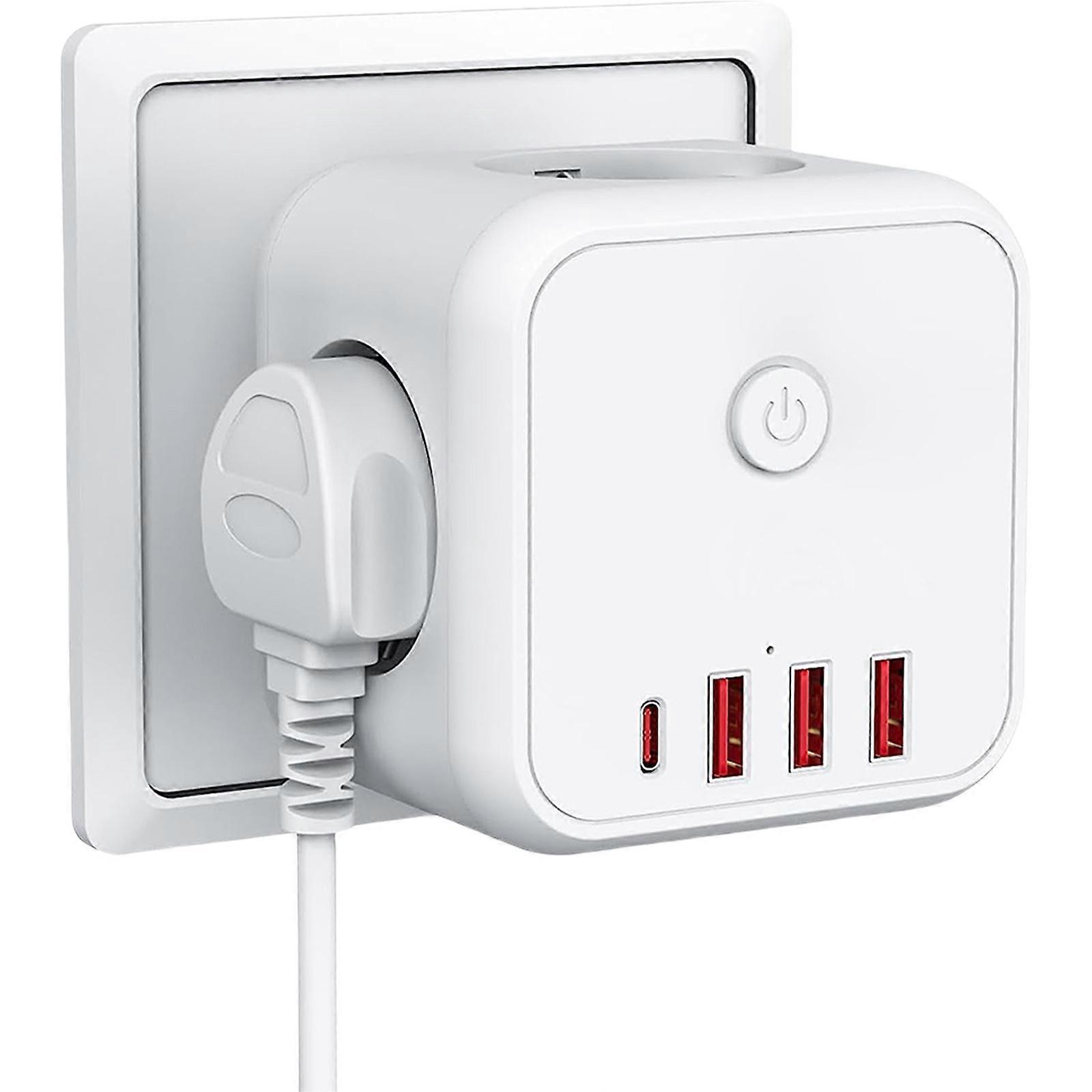 Small Cube Wall Outlet Strips with USB Charging Space Saving German Cube Wall Socket Fast USB Charging for Home Use