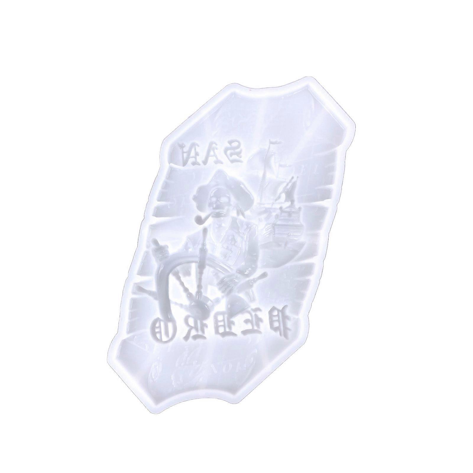 DIY Silicone Mold for Creating Embossed Pirate Skull  Decors Wall Door Hanging Decoration Epoxy Resin Casting Molds  White