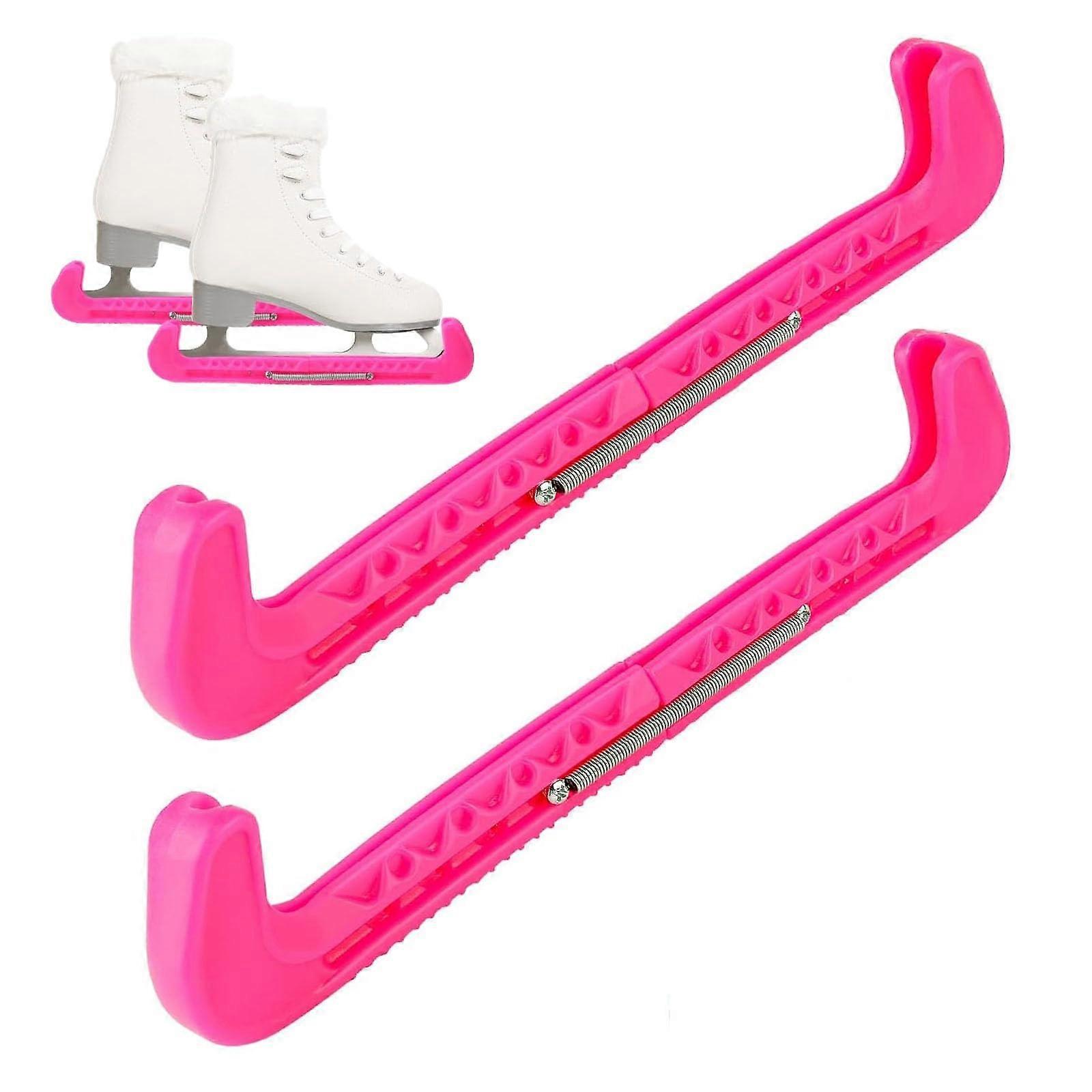 1 paire de protège-lames patins à glace protecteur de patin à glace protecteur de patin à glace réglable avec accessoires de patin à glace à ressort pour femmes rose