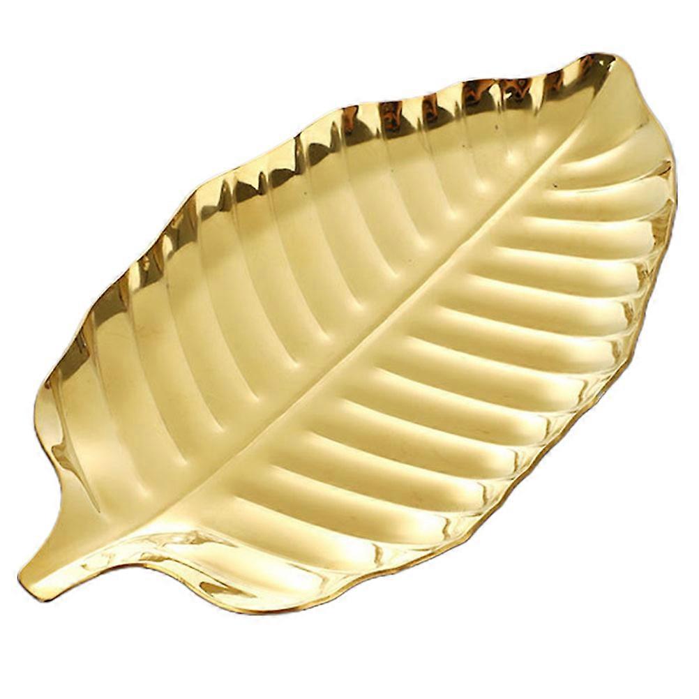 Spacious Platter with Leaf Outline for Serving Meals and Appetizers