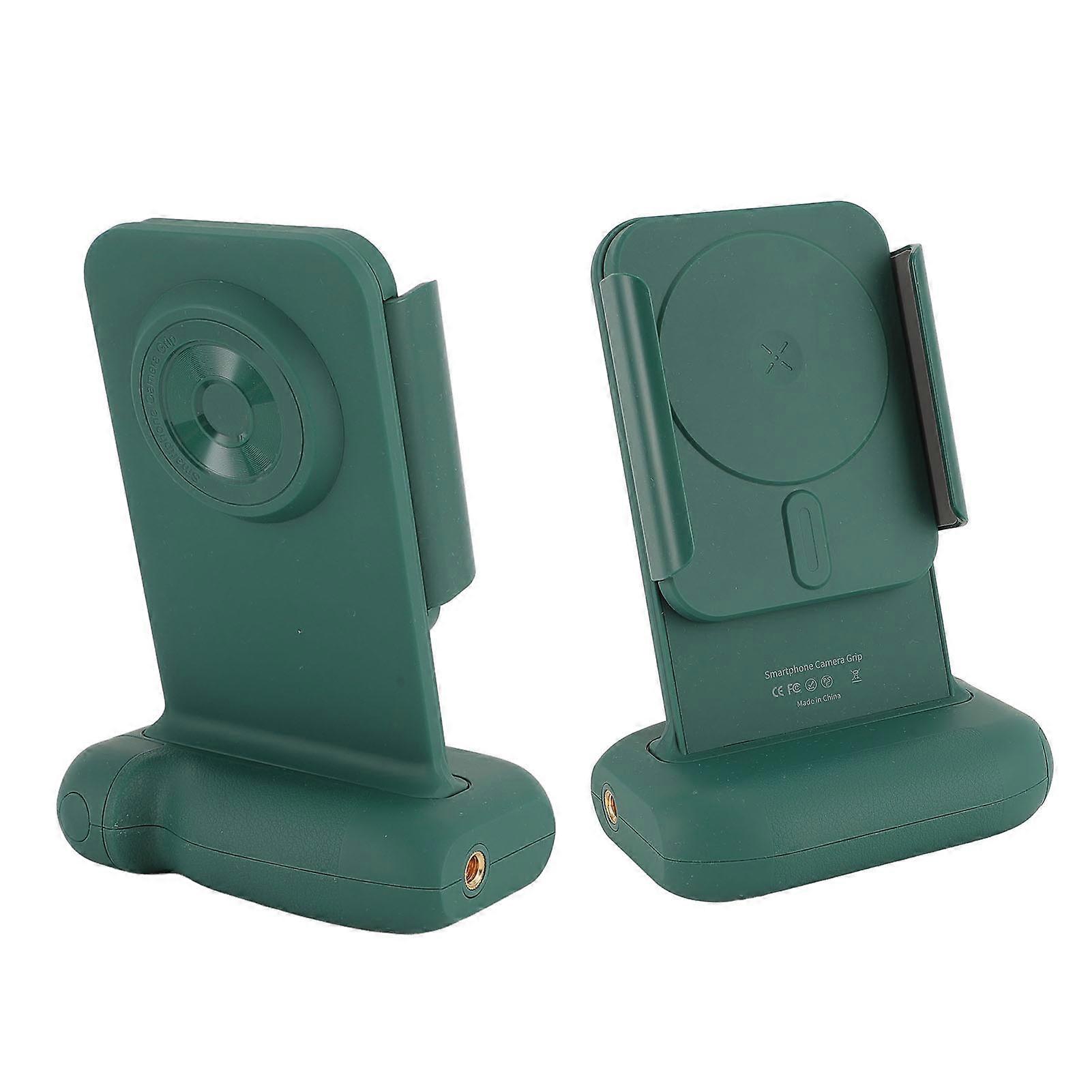 Phone Camera Grip Bluetooth Wireless Remote Control Rotation Clamp Smartphone Camera Shutter Grip for Video Photo Shooting Expandable Equipment Green
