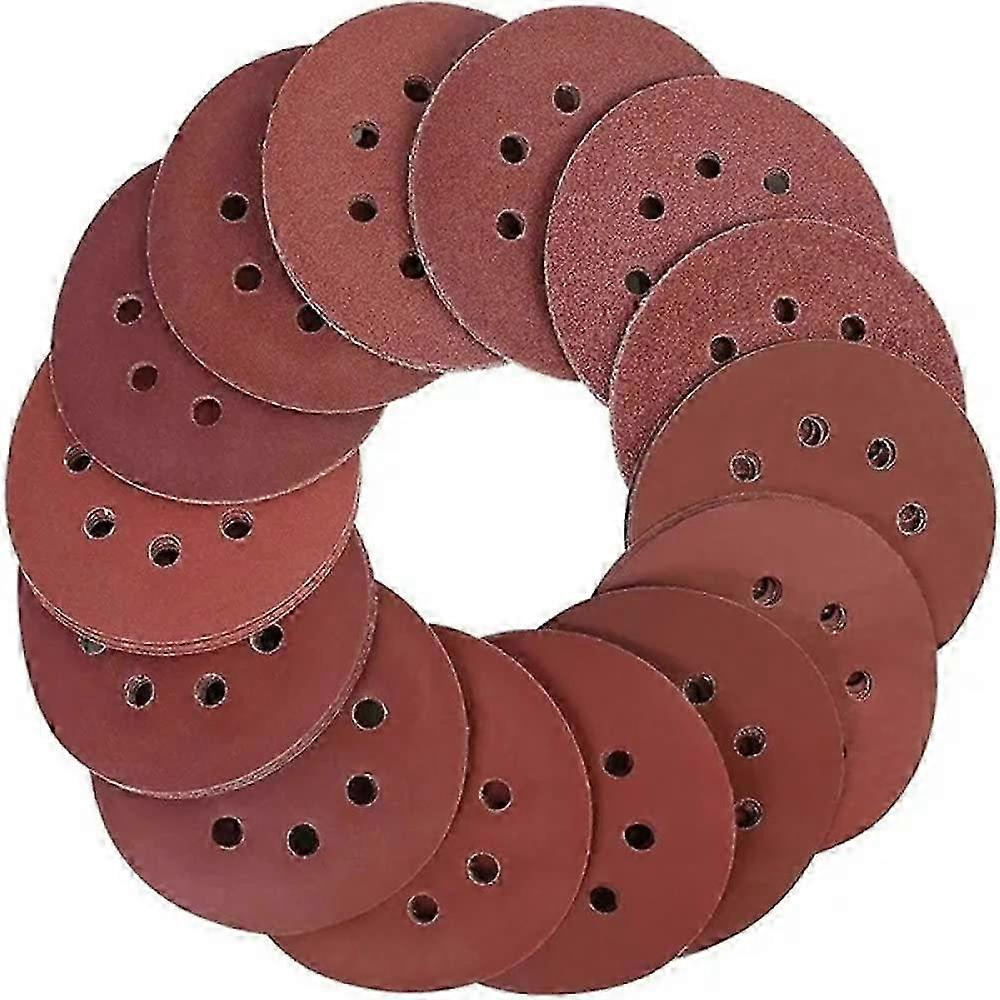 125mm 8 Hole Sanding Discs with Hook and Loop Adhesive Sandpaper in 40Grit-2000Grit for Various Polishing Tasks, Includes 50 pieces of 120 G