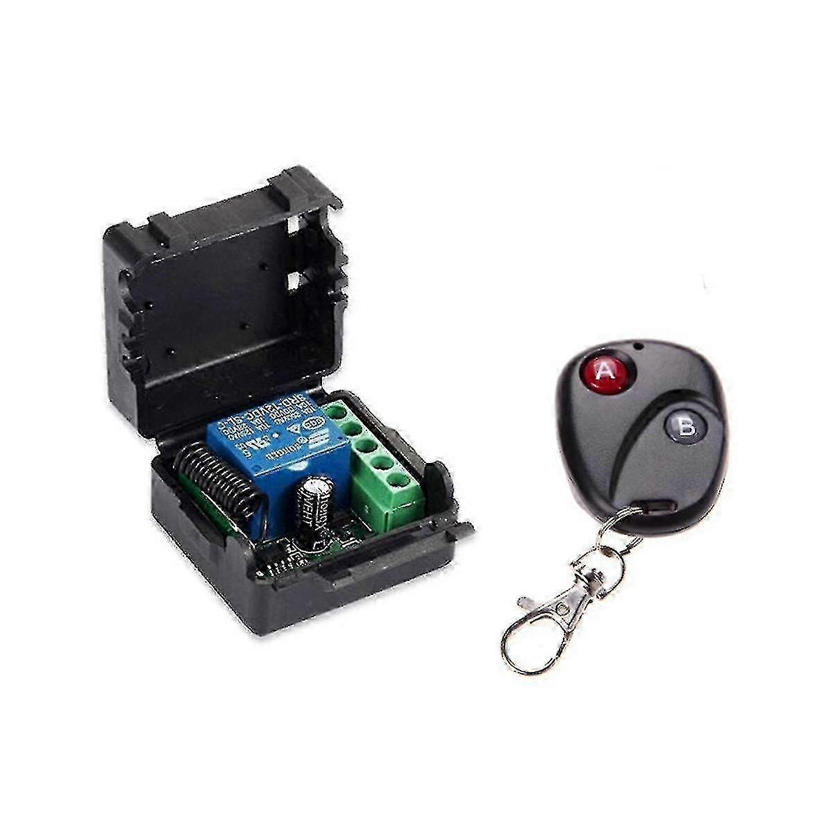 Wireless Remote Switch 12V 10A 433MHz RF Transmitter Receiver - Black